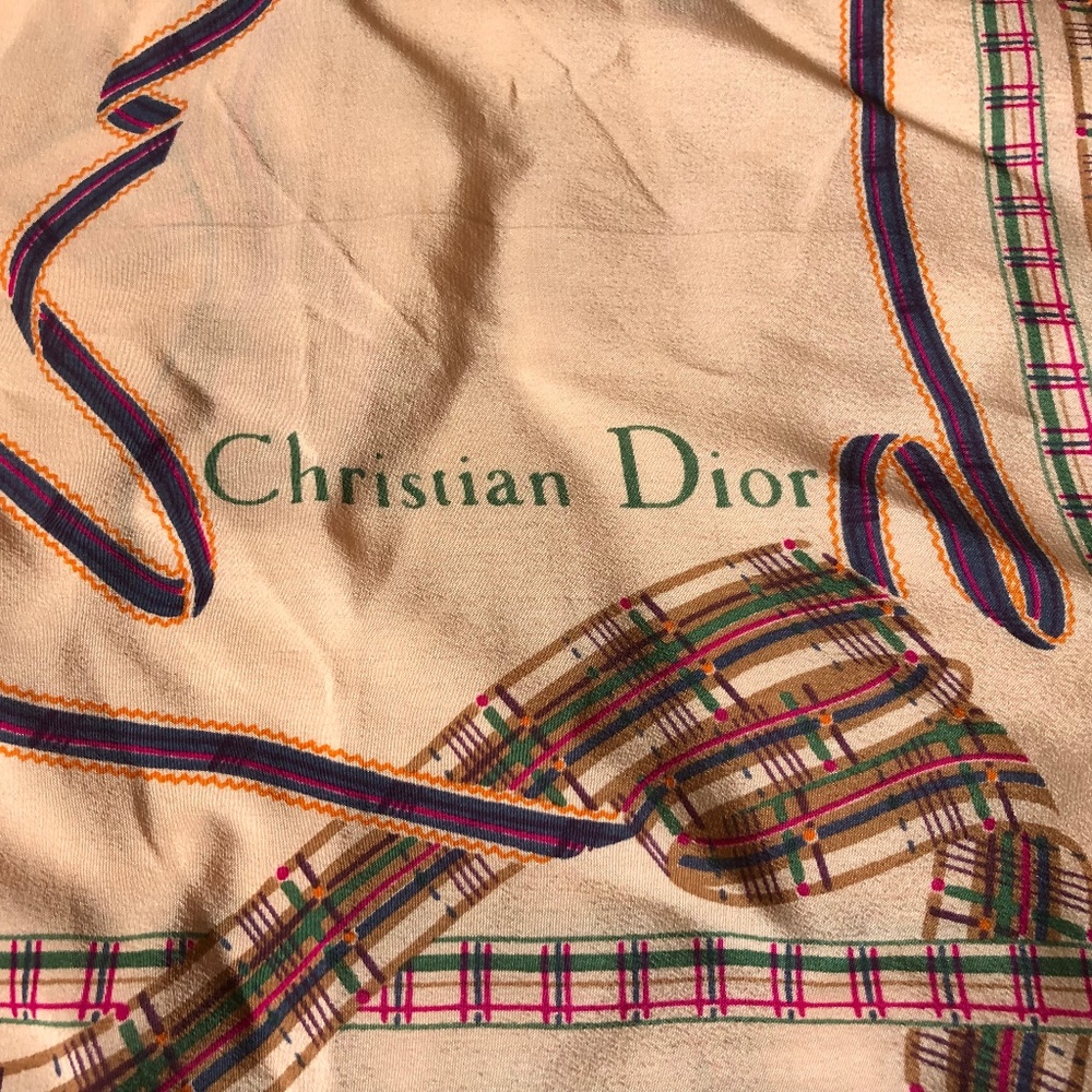 Vintage Christian Dior Scarf - Ribbon Print